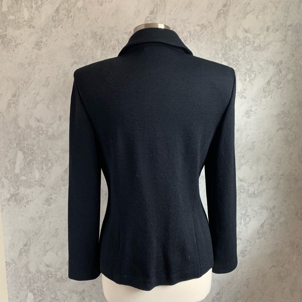 St John Santana Knit Black Button Blazer Jacket 10 - Picture 3 of 11